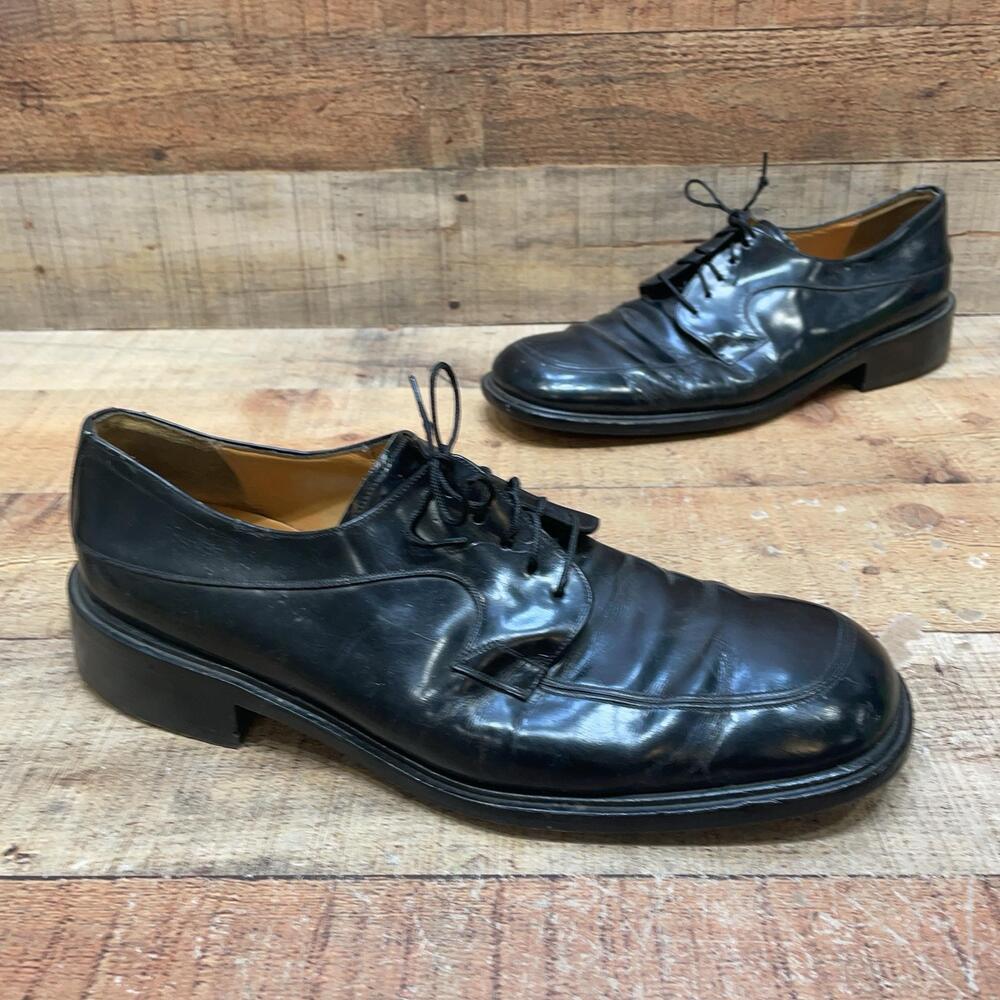 Mezlan Alcoy Shoes Mens Size 13 46 Black Leather Cap Toe Derby Dress Italy